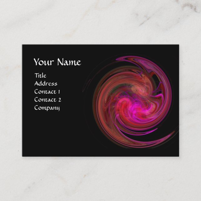 LIGHT VORTEX ,vibrant black red pink purple brown Business Card (Front)