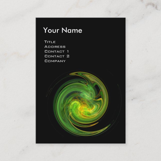 LIGHT VORTEX ,vibrant black yellow green orange Business Card (Front)