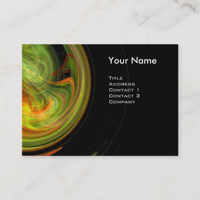 LIGHT VORTEX  Vibrant black yellow green orange Business Card (Front)