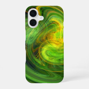 LIGHT VORTEX / Yellow Green Abstract iPhone 16 Case