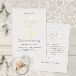 Light Warm Cream Elegant Bow Baby Shower