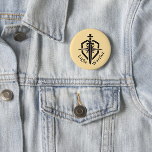 Light Warrior Sword And Shield 6 Cm Round Badge