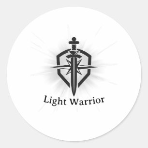 Light Warrior Sword And Shield Classic Round Sticker