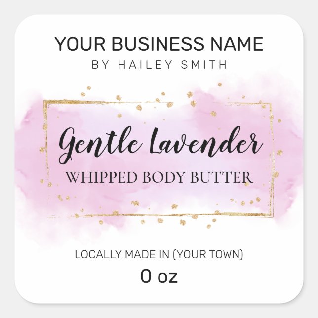 Light Watercolor Lavender Whipped Body Butter Square Sticker (Front)