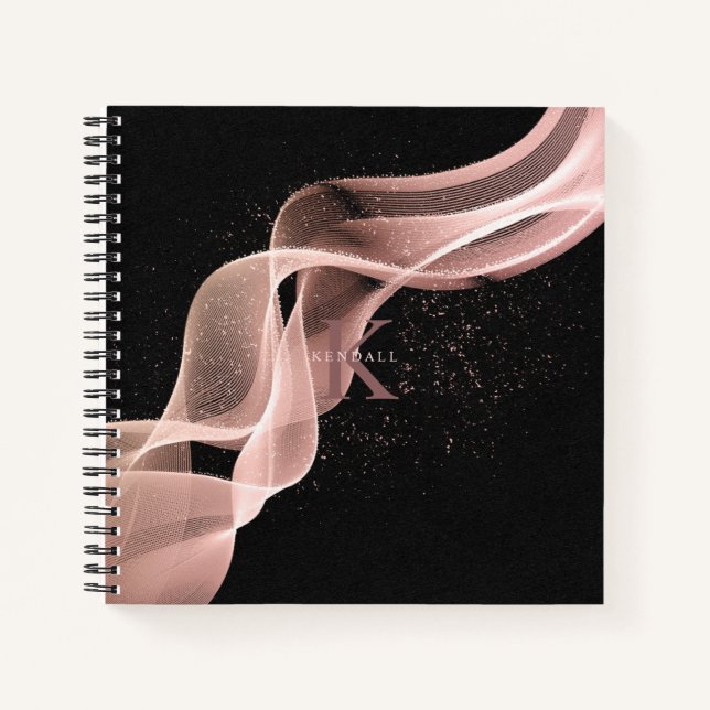 Light Wave and Stardust Monogram Rose Gold ID781 Notebook (Front)