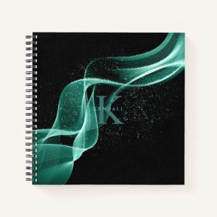 Light Wave and Stardust Monogram Teal ID781 Notebook