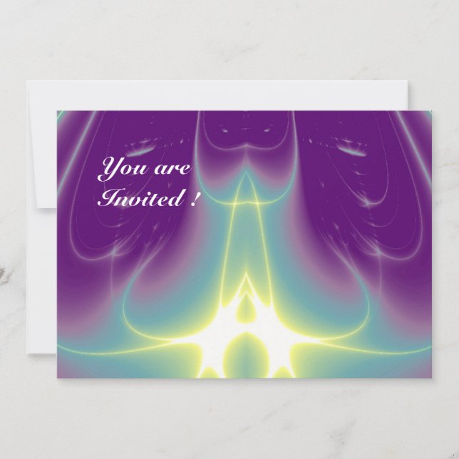 LIGHT WAVES ,Aqua BluePurple,White,Yellow Invitation (Front)