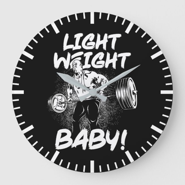 Light Weight Baby - Gym Workout Bodybuilding Large Clock (Front)