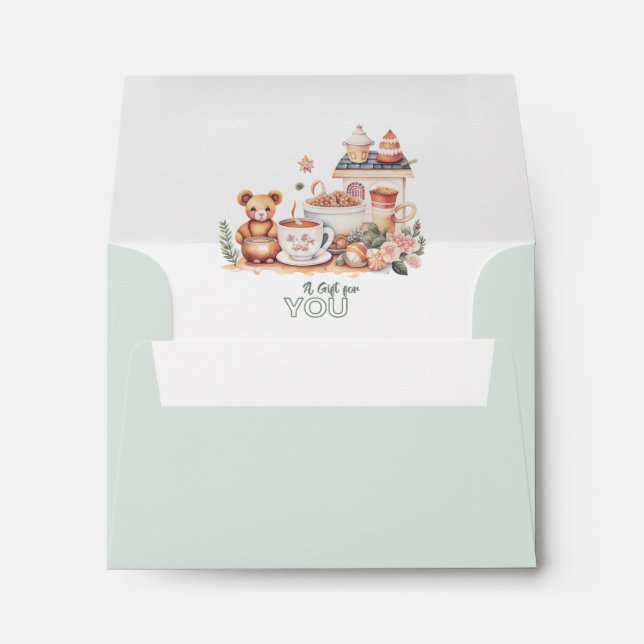 Light White Sage Green Christmas Giftcard Envelope (Back (Bottom))