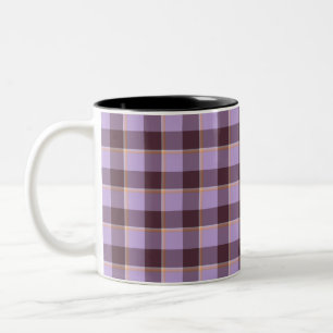 Light Wisteria and Livid Brown Plaid Purple Two-Tone Coffee Mug