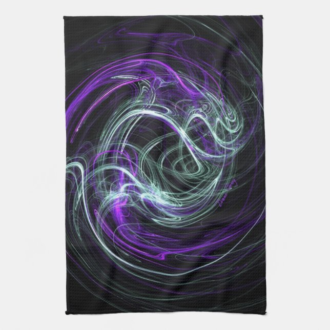 Light Within - Violet & Indigo Swirls Tea Towel (Vertical)