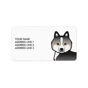 Light Wolf Grey Siberian Husky Dog & Custom Text Label
