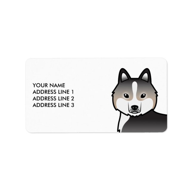 Light Wolf Grey Siberian Husky Dog & Custom Text Label (Front)
