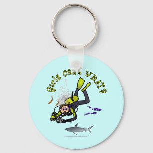 Light Woman Scuba Diver Key Ring
