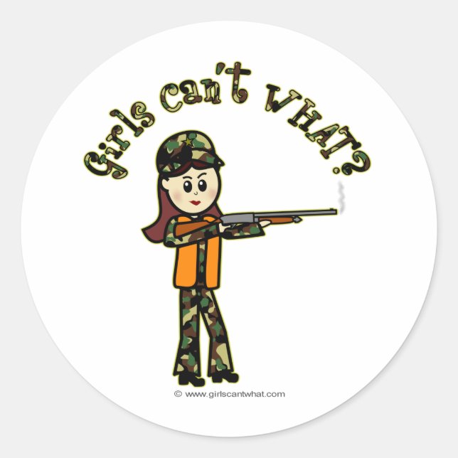 Light Womans Hunting Classic Round Sticker (Front)