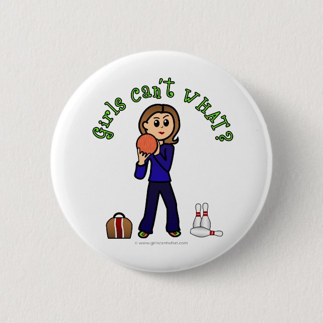 Light Womens Bowling 6 Cm Round Badge (Front)