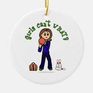 Light Womens Bowling Ceramic Ornament