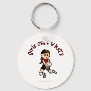 Light Womens Volleyball in Red Uniform Key Ring