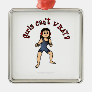 Light Womens Wrestling Metal Ornament
