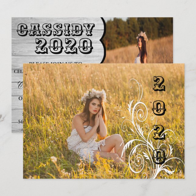 Light Wood Country Style Graduation Invitation (Front/Back)