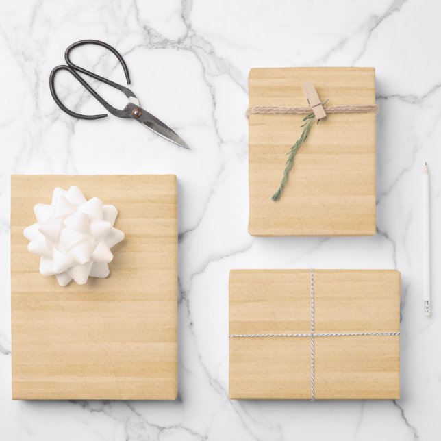 Light Wood Digital Print Wrapping Paper Sheet (Front)