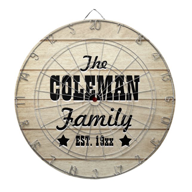 Light Wood Grain Personalised Dart Board (Front)