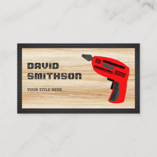 Light Wood Hardware Power Tool Red Drill Machine Business Card