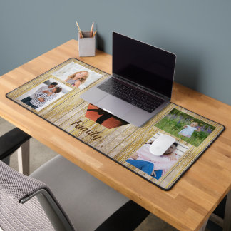 Light Wood Panel Five Photo Family Desk Mat