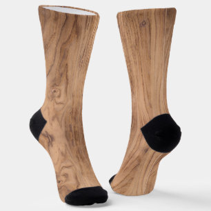 Light Wooden Board with Smooth Wood Grain Knots Socks