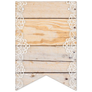 Light Wooden Panel With White Lace Bunting