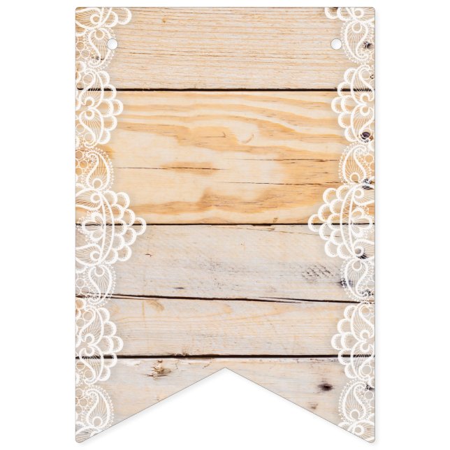 Light Wooden Panel With White Lace Bunting (First Flag)