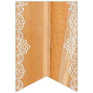 Light Wooden Panel With White Lace Bunting