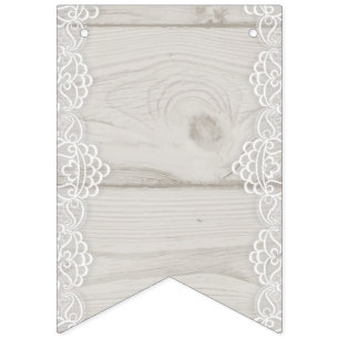 Light Wooden Panel With White Lace Bunting