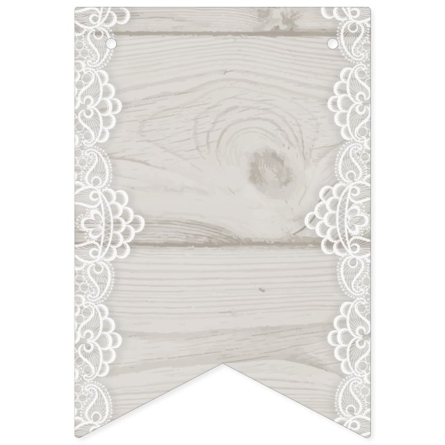 Light Wooden Panel With White Lace Bunting (First Flag)