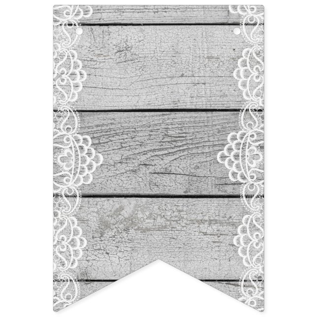 Light Wooden Panel with White Lace. Bunting (First Flag)
