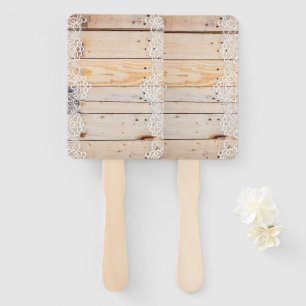 Light Wooden Panel With White Lace Hand Fan