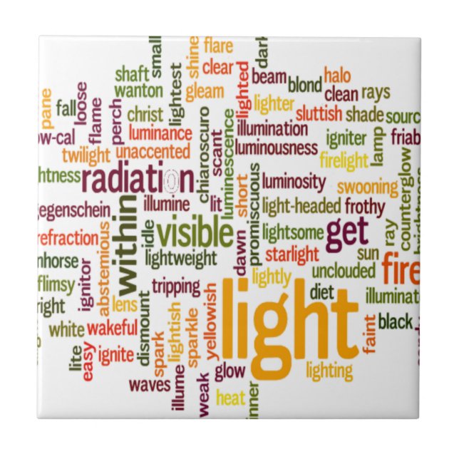 Light Word Cloud Art Print Ceramic Tile (Front)