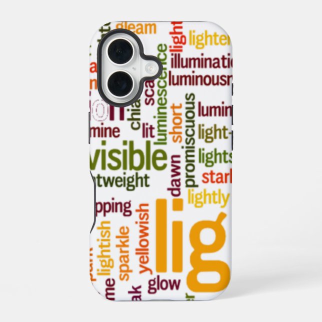 Light Word Cloud Art Print iPhone 16 Case (Back)
