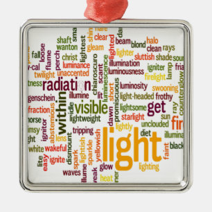 Light Word Cloud Art Print Metal Ornament