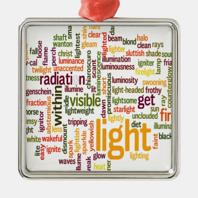 Light Word Cloud Art Print Metal Ornament (Front)