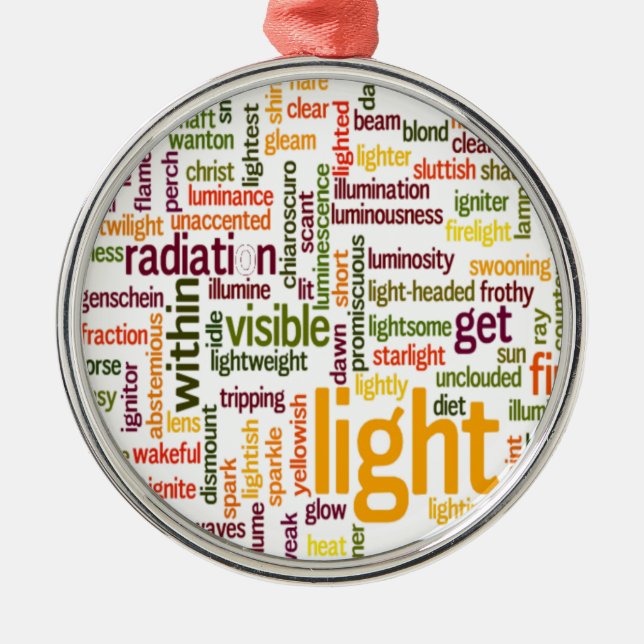 Light Word Cloud Art Print Metal Ornament (Front)