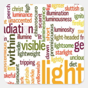 Light Word Cloud Art Print Square Sticker