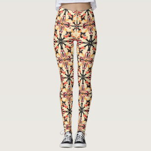 Light Yellow Abstract Pattern Leggings