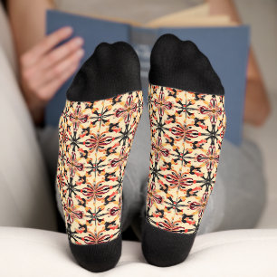 Light Yellow Abstract Pattern Socks