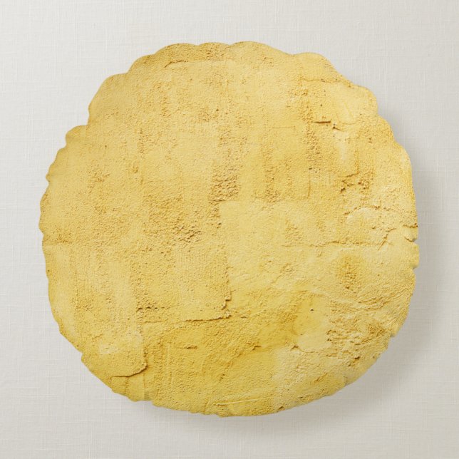 light yellow abstract textured plaster on the wall round cushion (Front)