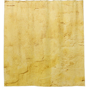 light yellow abstract textured plaster on the wall shower curtain
