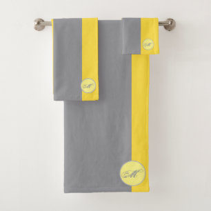 Light Yellow And Soft Grey Customise Bath Towel Set