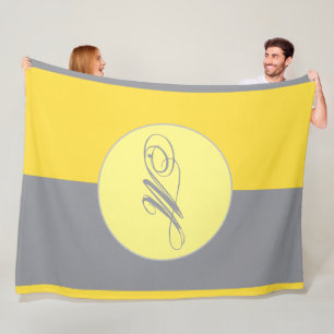 Light Yellow And Soft Grey Customise Fleece Blanket