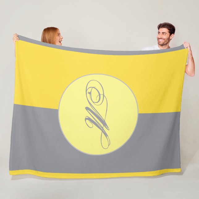 Light Yellow And Soft Grey Customise Fleece Blanket (In Situ)
