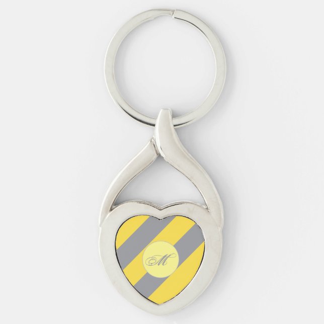 Light Yellow And Soft Grey Customise Key Ring (Front)